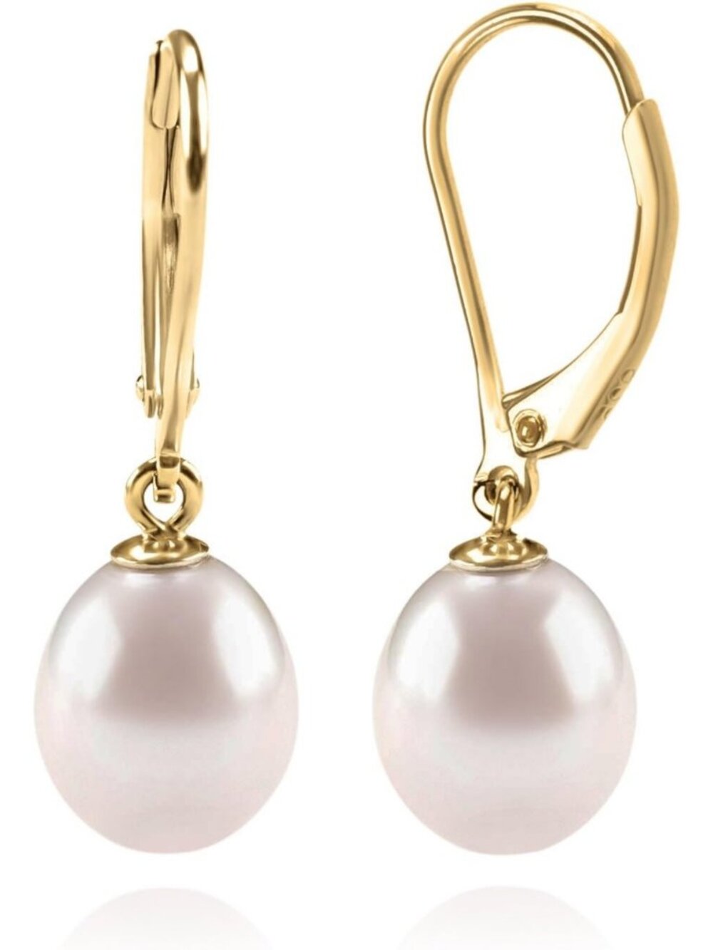 AAA+ Quality Freshwater Cultured Pearl Leverback Dangle Earrings - Elegant